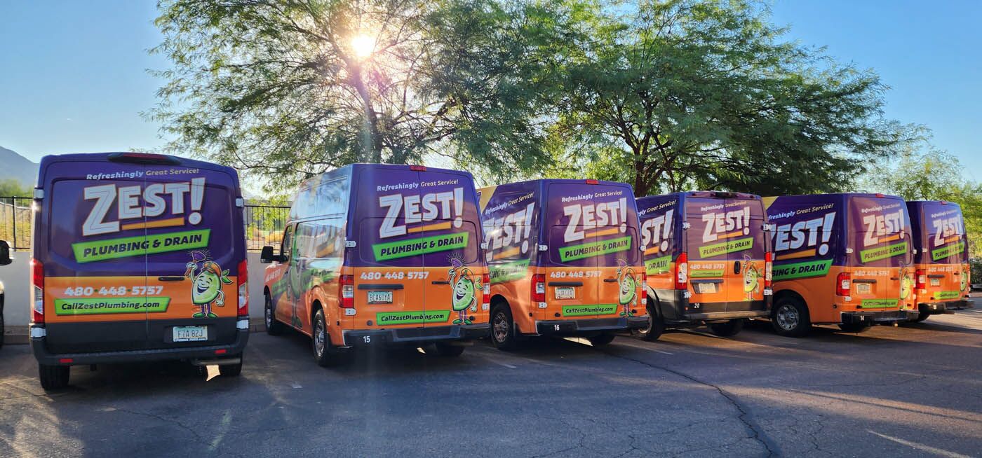 Zest Plumbing & Drain trucks in Arizona, book now.